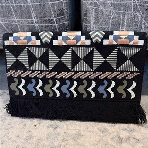 Stella & Dot Black Geometric Clutch